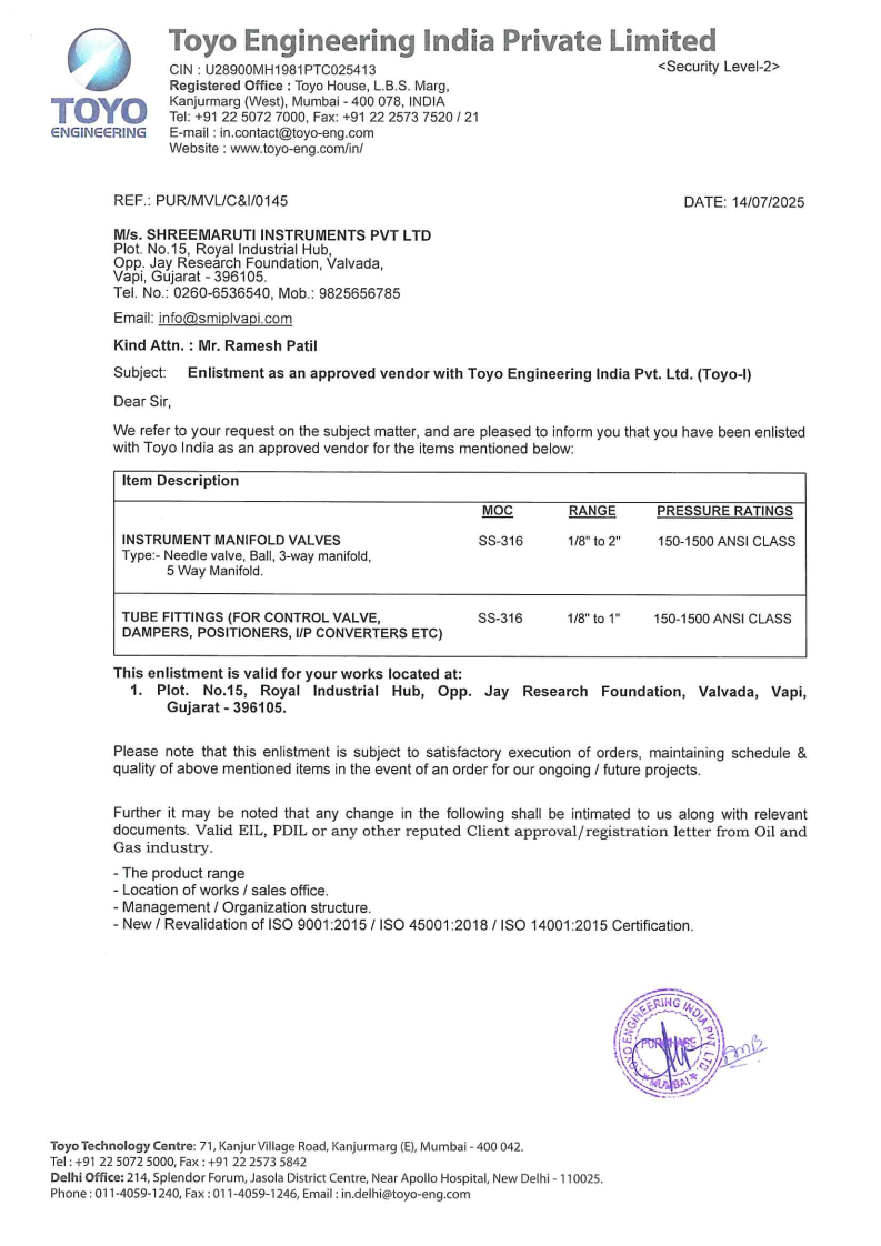 Toyo Approval Letter Page 1